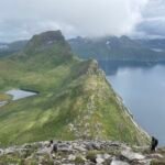 A view of some hills and the fjord along the Segla hike